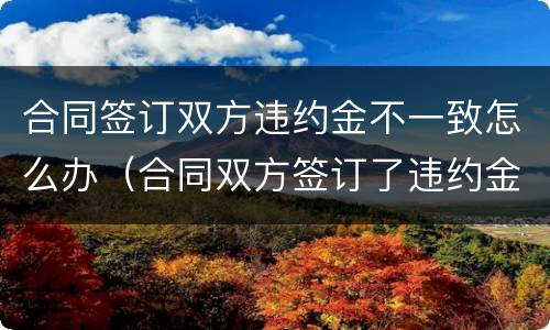 合同签订双方违约金不一致怎么办（合同双方签订了违约金）