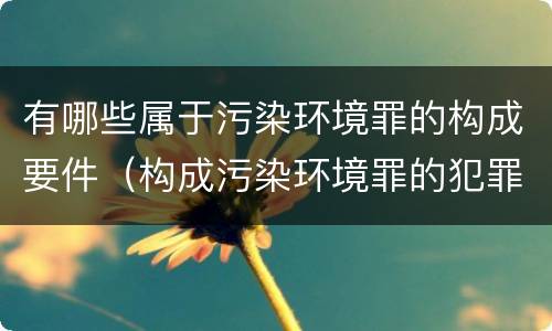 有哪些属于污染环境罪的构成要件（构成污染环境罪的犯罪行为）