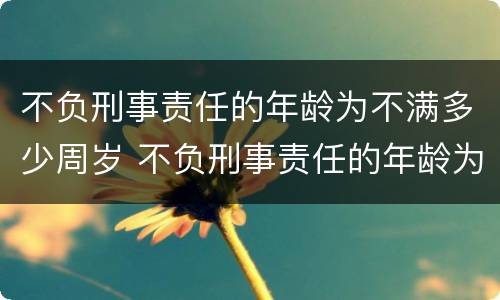 不负刑事责任的年龄为不满多少周岁 不负刑事责任的年龄为不满多少周岁以上