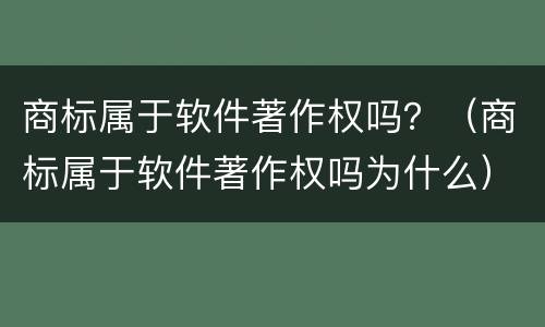 商标属于软件著作权吗？（商标属于软件著作权吗为什么）