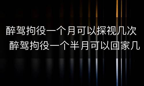 醉驾拘役一个月可以探视几次 醉驾拘役一个半月可以回家几次