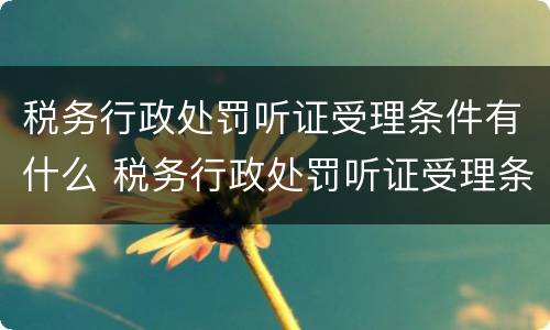 税务行政处罚听证受理条件有什么 税务行政处罚听证受理条件有什么要求