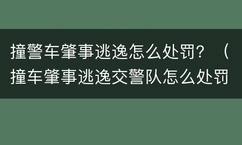 撞警车肇事逃逸怎么处罚？（撞车肇事逃逸交警队怎么处罚肇事者）