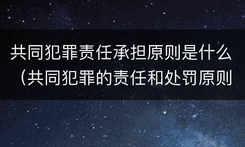 共同犯罪责任承担原则是什么（共同犯罪的责任和处罚原则）