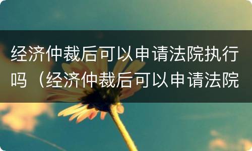 经济仲裁后可以申请法院执行吗（经济仲裁后可以申请法院执行吗知乎）