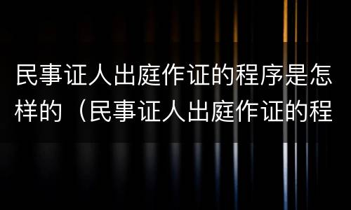 民事证人出庭作证的程序是怎样的（民事证人出庭作证的程序是怎样的呢）