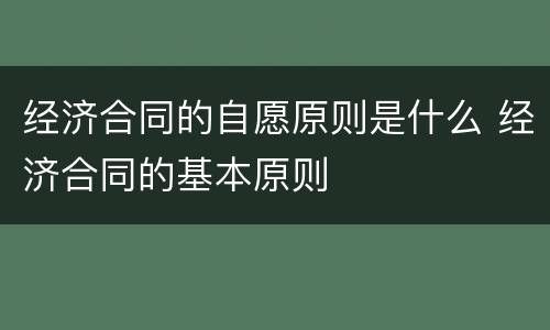 经济合同的自愿原则是什么 经济合同的基本原则