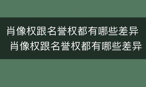 肖像权跟名誉权都有哪些差异 肖像权跟名誉权都有哪些差异呢