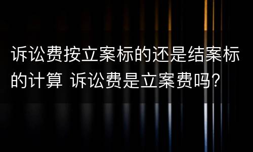 诉讼费按立案标的还是结案标的计算 诉讼费是立案费吗?