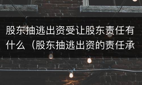 股东抽逃出资受让股东责任有什么（股东抽逃出资的责任承担）