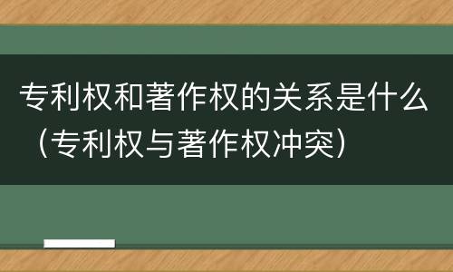 专利权和著作权的关系是什么（专利权与著作权冲突）