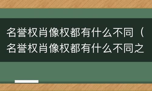 名誉权肖像权都有什么不同（名誉权肖像权都有什么不同之处）