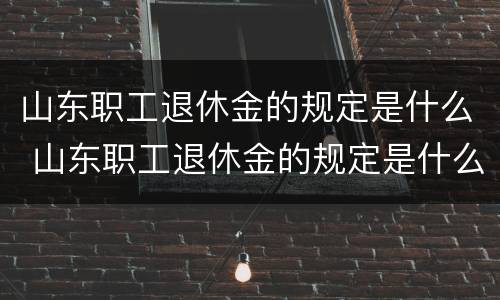 山东职工退休金的规定是什么 山东职工退休金的规定是什么呢