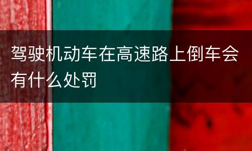 驾驶机动车在高速路上倒车会有什么处罚