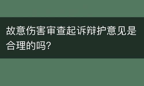 故意伤害审查起诉辩护意见是合理的吗？