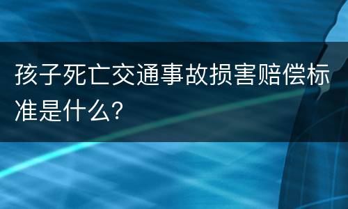 孩子死亡交通事故损害赔偿标准是什么？