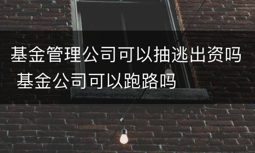 基金管理公司可以抽逃出资吗 基金公司可以跑路吗