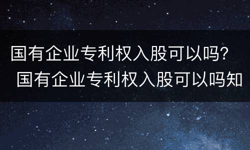 国有企业专利权入股可以吗？ 国有企业专利权入股可以吗知乎