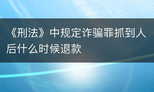 《刑法》中规定诈骗罪抓到人后什么时候退款