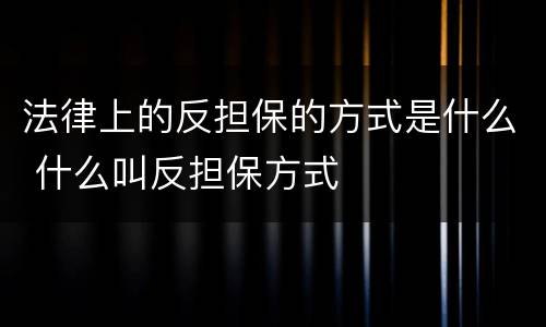 法律上的反担保的方式是什么 什么叫反担保方式