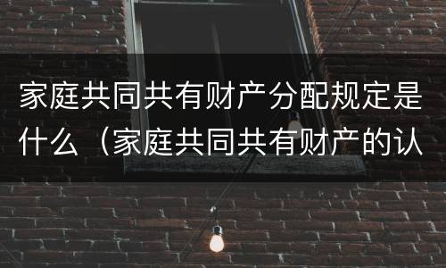 家庭共同共有财产分配规定是什么（家庭共同共有财产的认定）