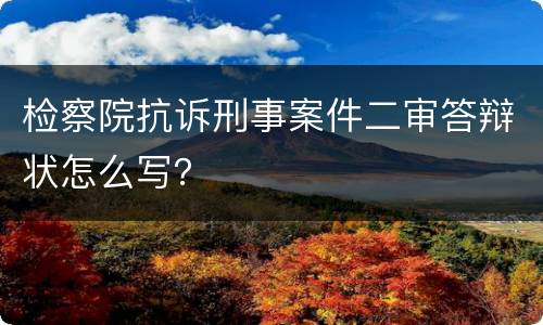 检察院抗诉刑事案件二审答辩状怎么写？