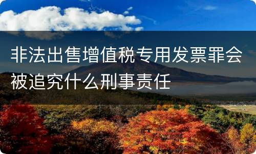 非法出售增值税专用发票罪会被追究什么刑事责任