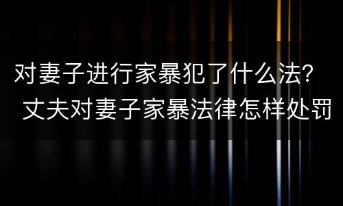 对妻子进行家暴犯了什么法？ 丈夫对妻子家暴法律怎样处罚