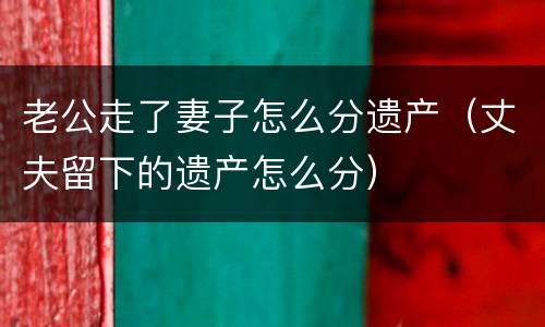 老公走了妻子怎么分遗产（丈夫留下的遗产怎么分）