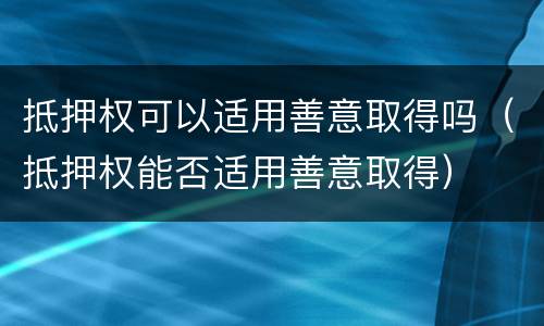 抵押权可以适用善意取得吗（抵押权能否适用善意取得）