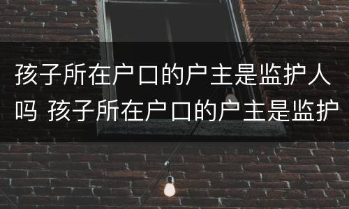 孩子所在户口的户主是监护人吗 孩子所在户口的户主是监护人吗怎么写