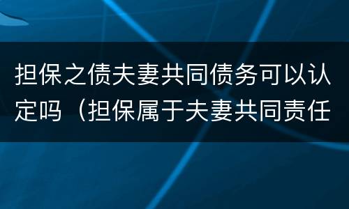 担保之债夫妻共同债务可以认定吗（担保属于夫妻共同责任吗?）