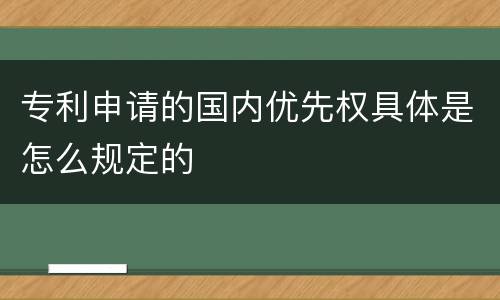 专利申请的国内优先权具体是怎么规定的