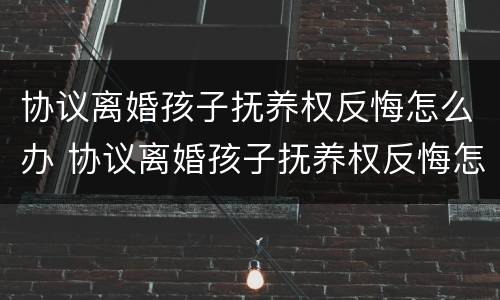 协议离婚孩子抚养权反悔怎么办 协议离婚孩子抚养权反悔怎么办啊