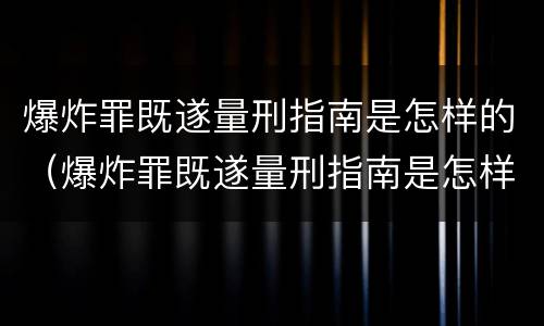 爆炸罪既遂量刑指南是怎样的（爆炸罪既遂量刑指南是怎样的案例）