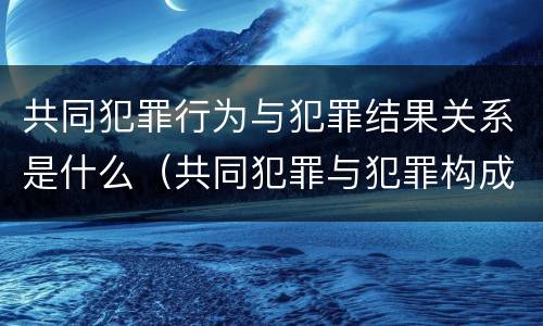 共同犯罪行为与犯罪结果关系是什么（共同犯罪与犯罪构成的关系）