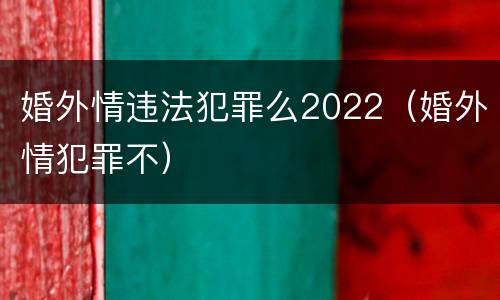 婚外情违法犯罪么2022（婚外情犯罪不）