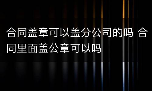 合同盖章可以盖分公司的吗 合同里面盖公章可以吗