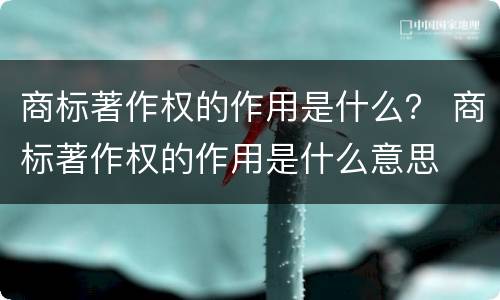 商标著作权的作用是什么？ 商标著作权的作用是什么意思