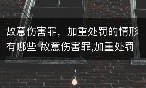 故意伤害罪，加重处罚的情形有哪些 故意伤害罪,加重处罚的情形有哪些标准