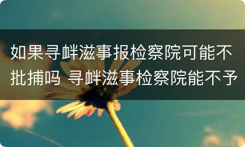 如果寻衅滋事报检察院可能不批捕吗 寻衅滋事检察院能不予起诉吗