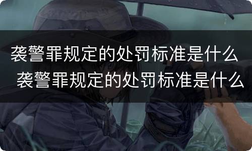 袭警罪规定的处罚标准是什么 袭警罪规定的处罚标准是什么意思