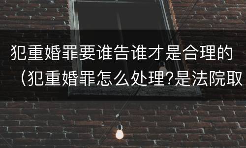 犯重婚罪要谁告谁才是合理的（犯重婚罪怎么处理?是法院取证吗?）