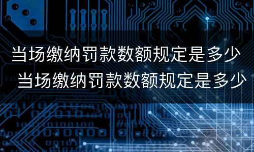 当场缴纳罚款数额规定是多少 当场缴纳罚款数额规定是多少