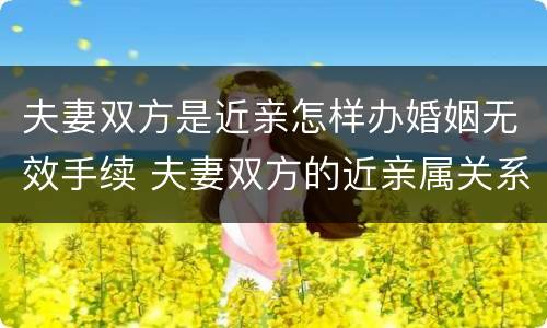 夫妻双方是近亲怎样办婚姻无效手续 夫妻双方的近亲属关系