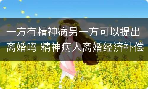 一方有精神病另一方可以提出离婚吗 精神病人离婚经济补偿