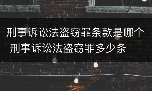 刑事诉讼法盗窃罪条款是哪个 刑事诉讼法盗窃罪多少条