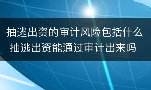 抽逃出资的审计风险包括什么 抽逃出资能通过审计出来吗