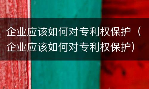 企业应该如何对专利权保护（企业应该如何对专利权保护）