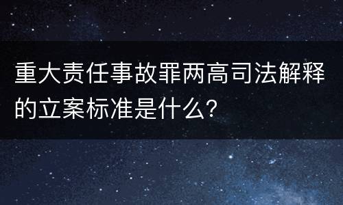 重大责任事故罪两高司法解释的立案标准是什么？